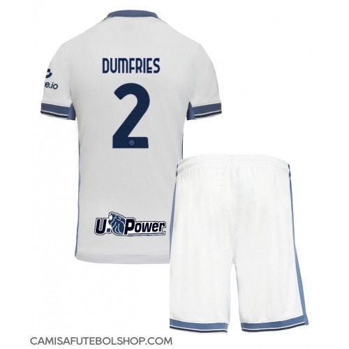 Camisa de time de futebol Inter Milan Denzel Dumfries #2 Replicas 2º Equipamento Infantil 2024-25 Manga Curta (+ Calças curtas)